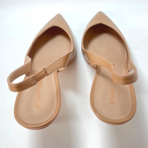 Stuart Weitzman Eva Slingback Pointy Toe Pumps Beige Leather Women Size 40 US9.5 - Picture 4 of 12
